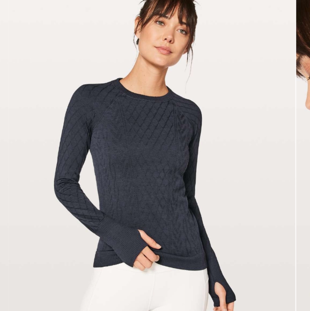 Lululemon Sweater Rest Less cable Knit Blue